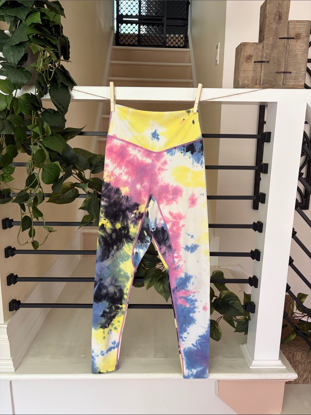 Balance Athletica Tie-Dye Leggings in Yellow, Pink & Blue
